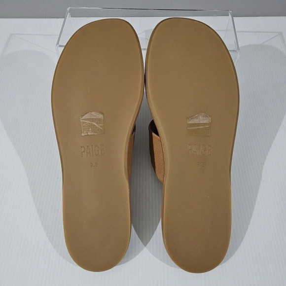 Paige Dana Sandal Womens Size 9.5 Toffee Tan Leather Twisted Slip On Slide - Picture 13 of 13